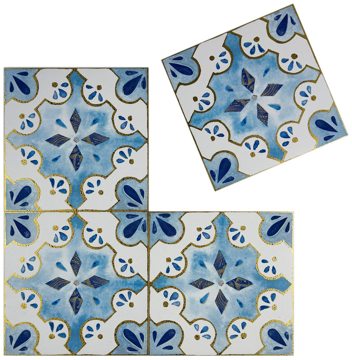 Baby blue & white Moroccan Style Tile