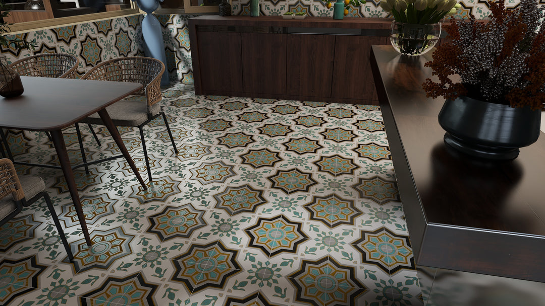 Teal & Green Moroccan Style Tile