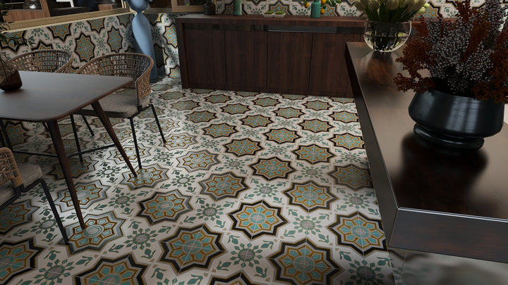 Teal & Green Moroccan Style Tile