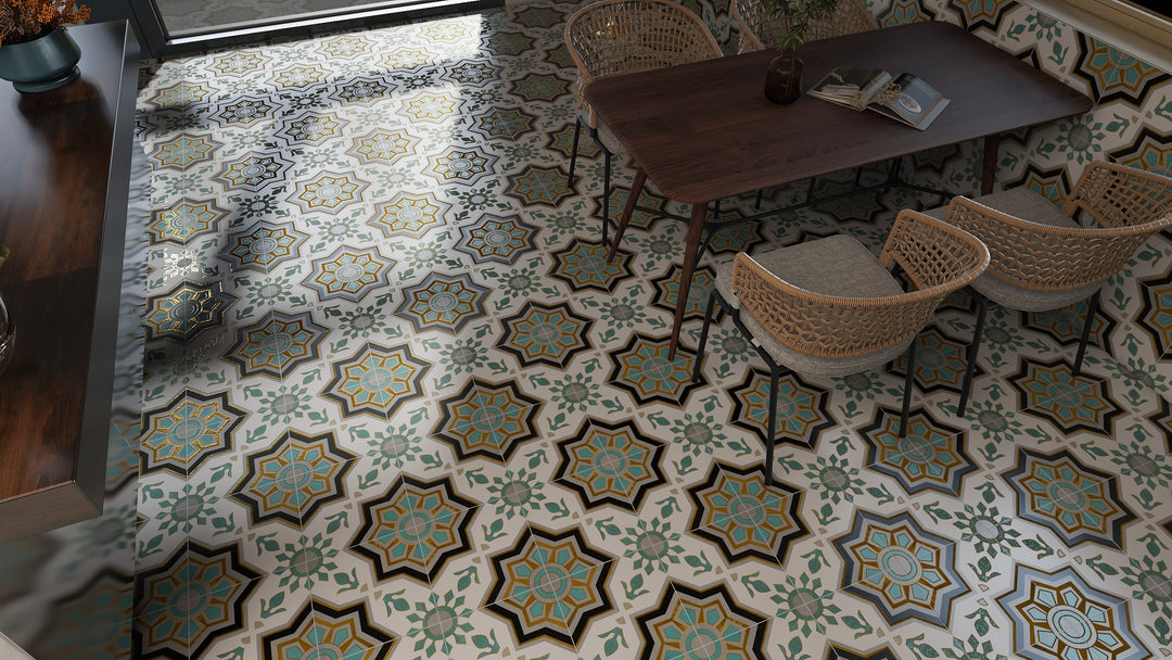Teal & Green Moroccan Style Tile