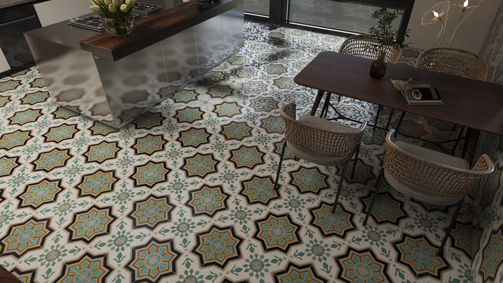 Teal & Green Moroccan Style Tile