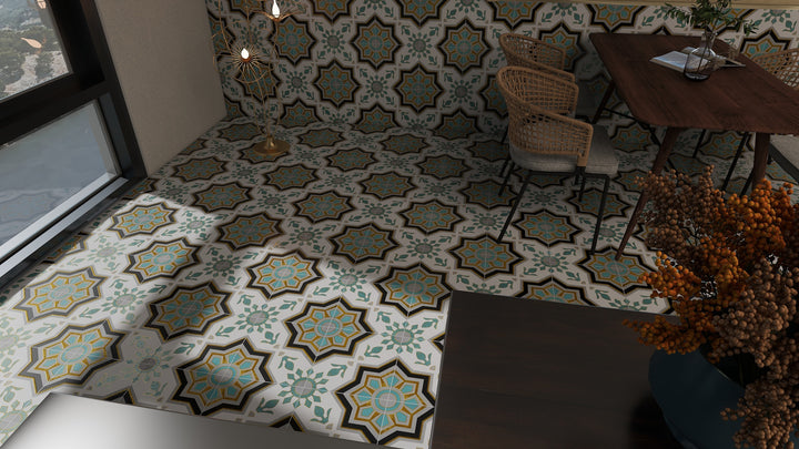 Teal & Green Moroccan Style Tile