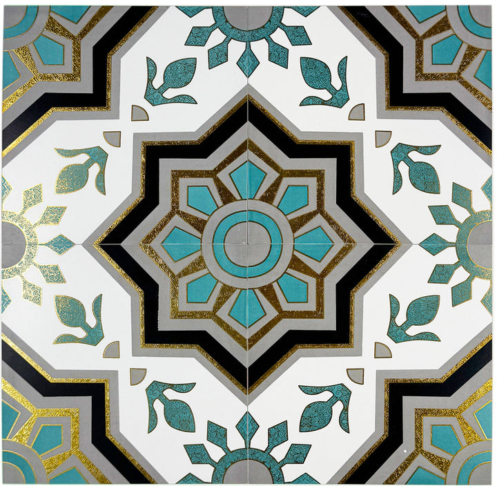 Teal & Green Moroccan Style Tile