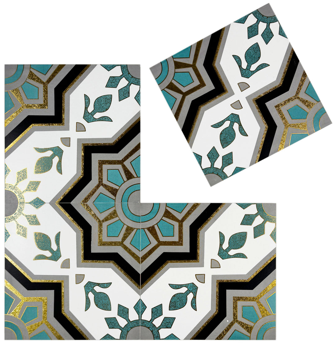 Teal & Green Moroccan Style Tile