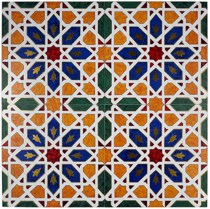 Blue, Yellow, Green Moroccan Style Tile