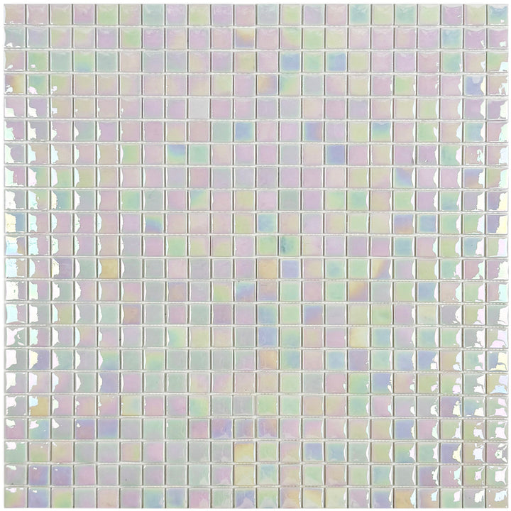 Imperial Crest White Iridescent Glossy Recycled Glass Mosaic