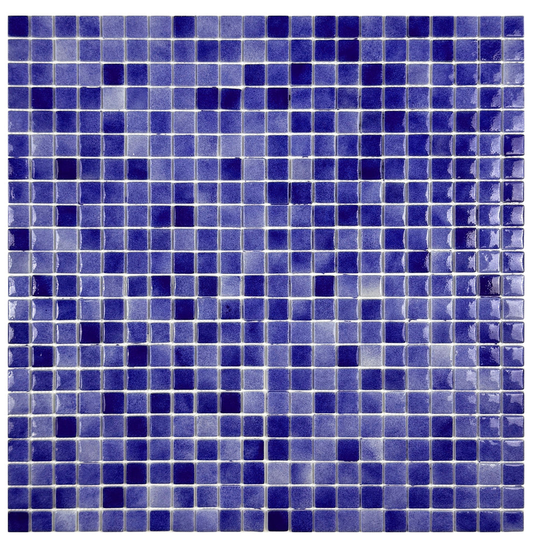 Imperial Crest Navy Blue & Midnight Blue Mixed Glossy Recycled Glass Mosaic