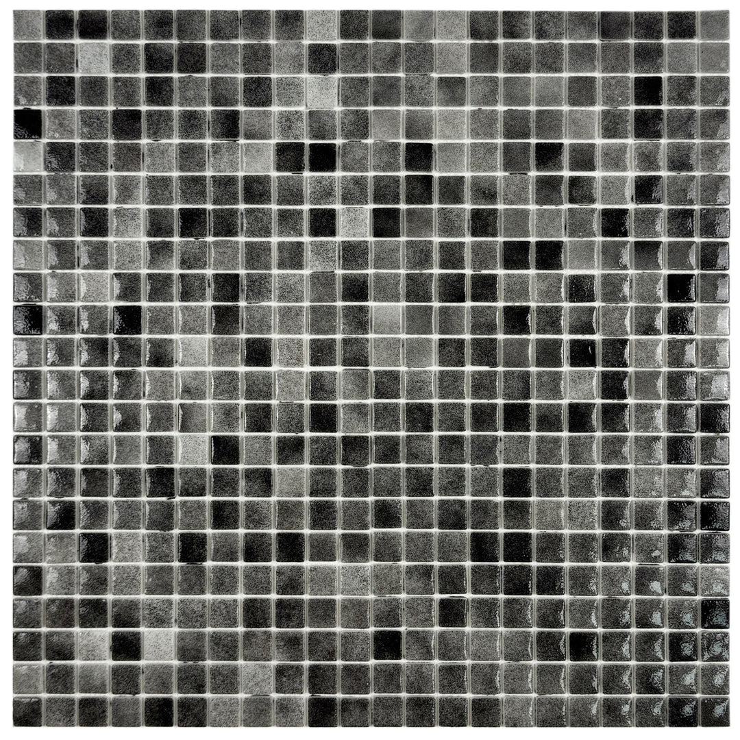 Imperial Crest Light Grey & Shadow Grey Mixed Glossy Recycled Glass Mosaic