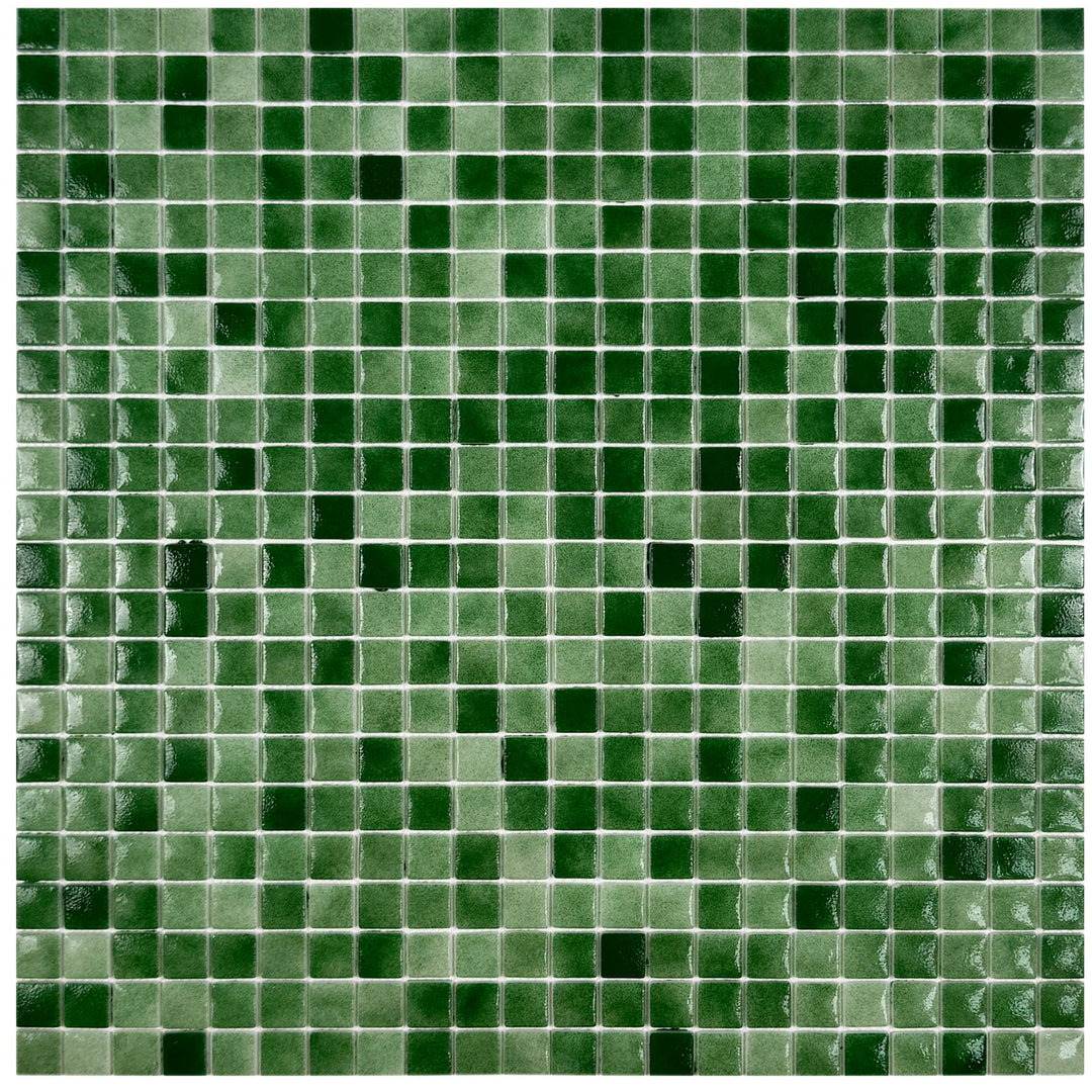 Imperial Crest Fern Green & Moss Green Mixed Glossy Recycled Glass Mosaic