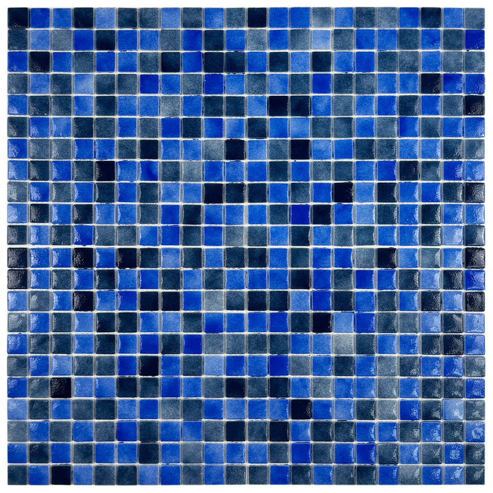 Imperial Crest Neon Blue & Yale Blue Mixed Glossy Recycled Glass Mosaic