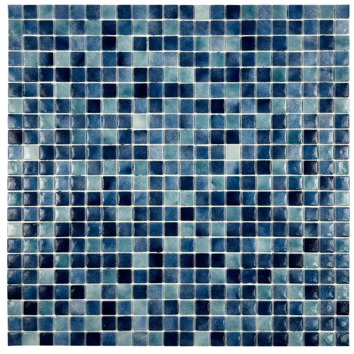 Imperial Crest Light Blue & Tiffany Blue & Might Blue Mixed Glossy Recycled Glass Mosaic