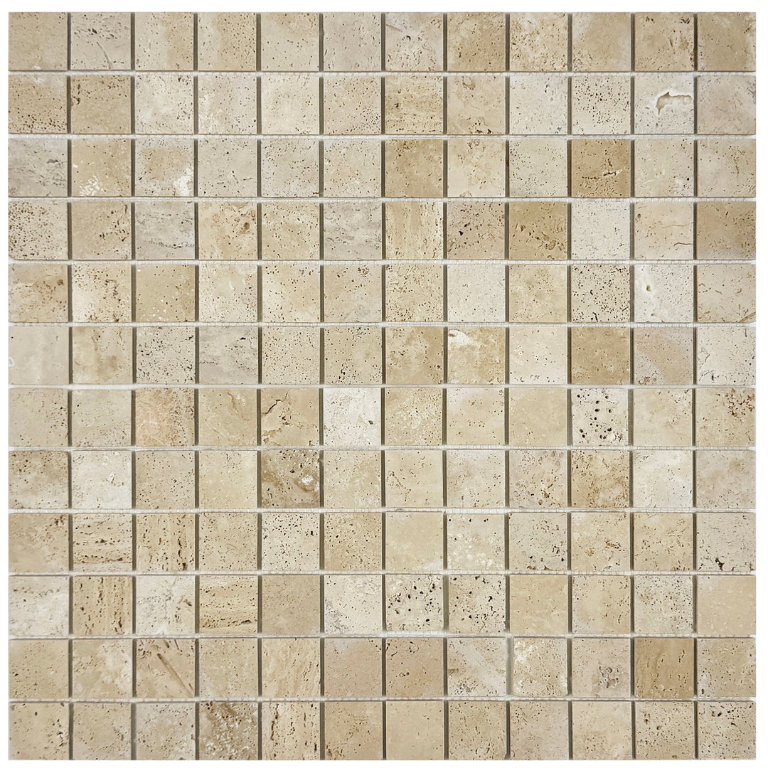 Beige Sandstone Light Beige  Honed Square Travertine Marble Mosaic