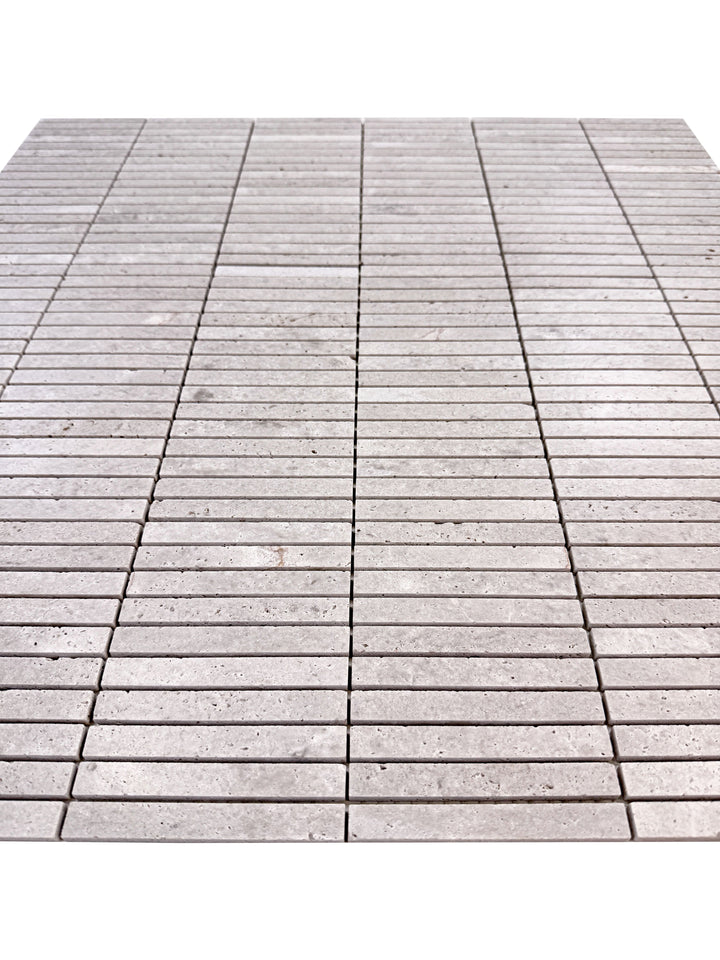 White Sandstone White Travertine Honed Slim Strip Rectangle Marble Mosaic