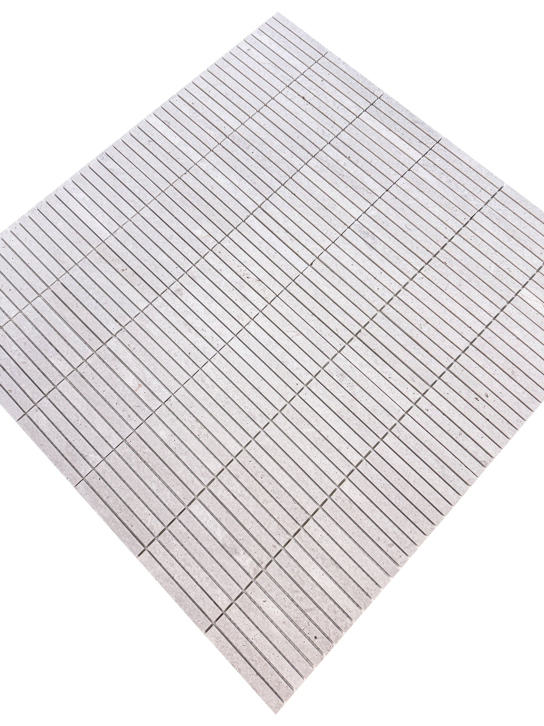 White Sandstone White Travertine Honed Slim Strip Rectangle Marble Mosaic