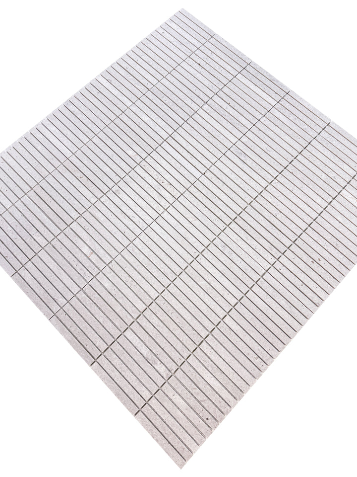 White Sandstone White Travertine Honed Slim Strip Rectangle Marble Mosaic