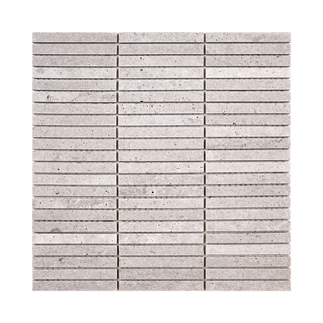 White Sandstone White Travertine Honed Slim Strip Rectangle Marble Mosaic
