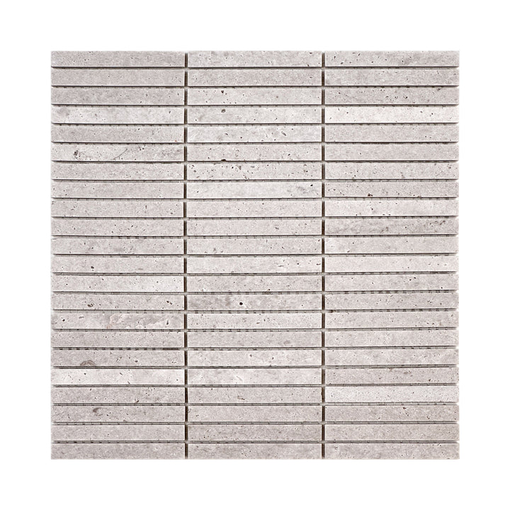 White Sandstone White Travertine Honed Slim Strip Rectangle Marble Mosaic