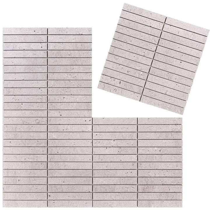 White Sandstone White Travertine Honed Rectangle Marble Mosaic