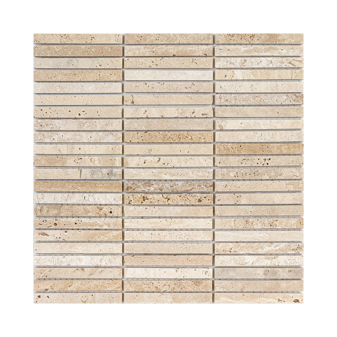 Beige Sandstone Light Beige Honed Slim Strip Rectangle Marble Mosaic