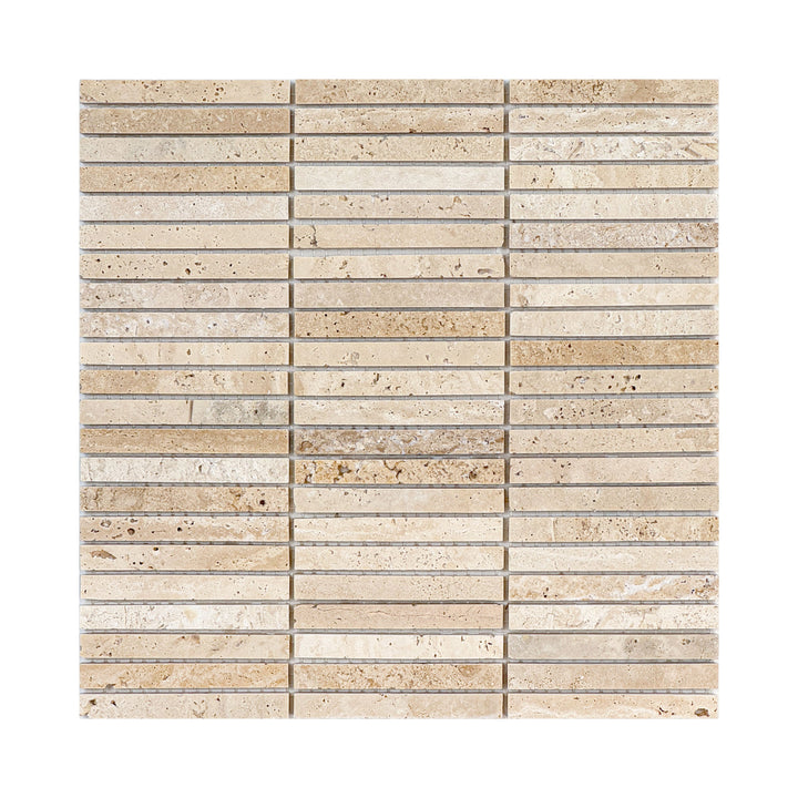 Beige Sandstone Light Beige Honed Slim Strip Rectangle Marble Mosaic