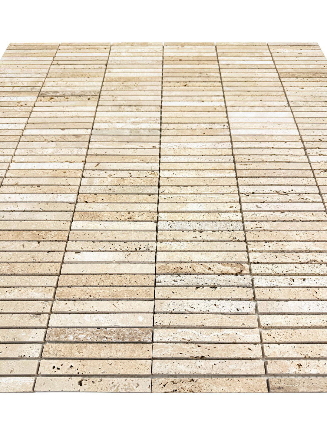 Beige Sandstone Light Beige Honed Slim Strip Rectangle Marble Mosaic