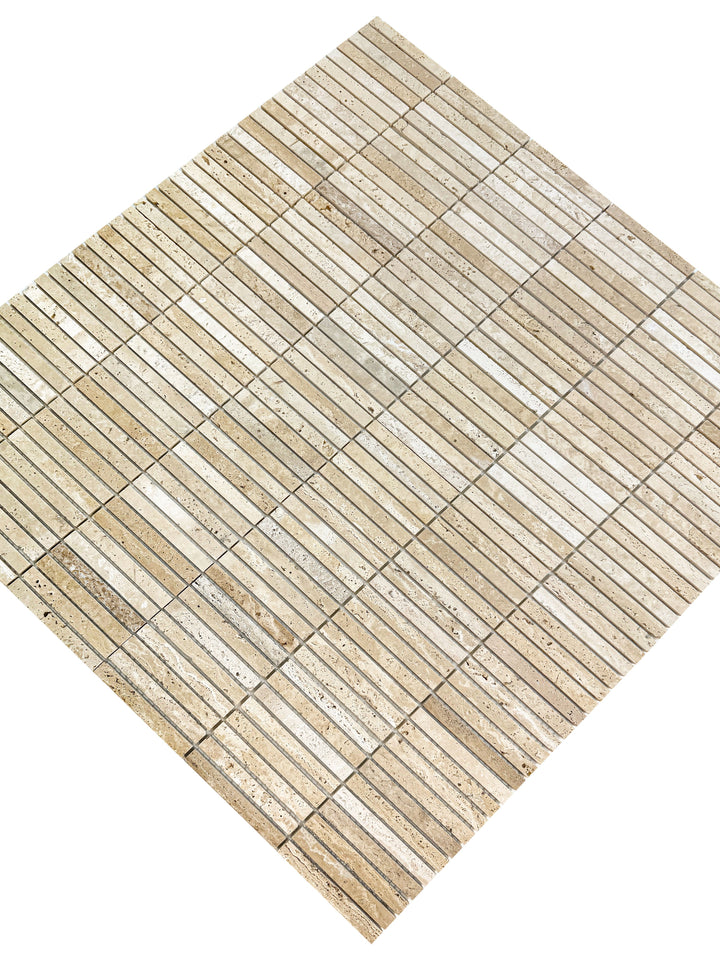 Beige Sandstone Light Beige Honed Slim Strip Rectangle Marble Mosaic