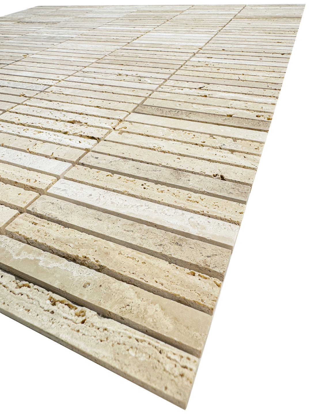 Beige Sandstone Light Beige Honed Slim Strip Rectangle Marble Mosaic