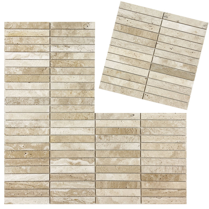 Beige Sandstone Light Beige Honed Rectangle Marble Mosaic