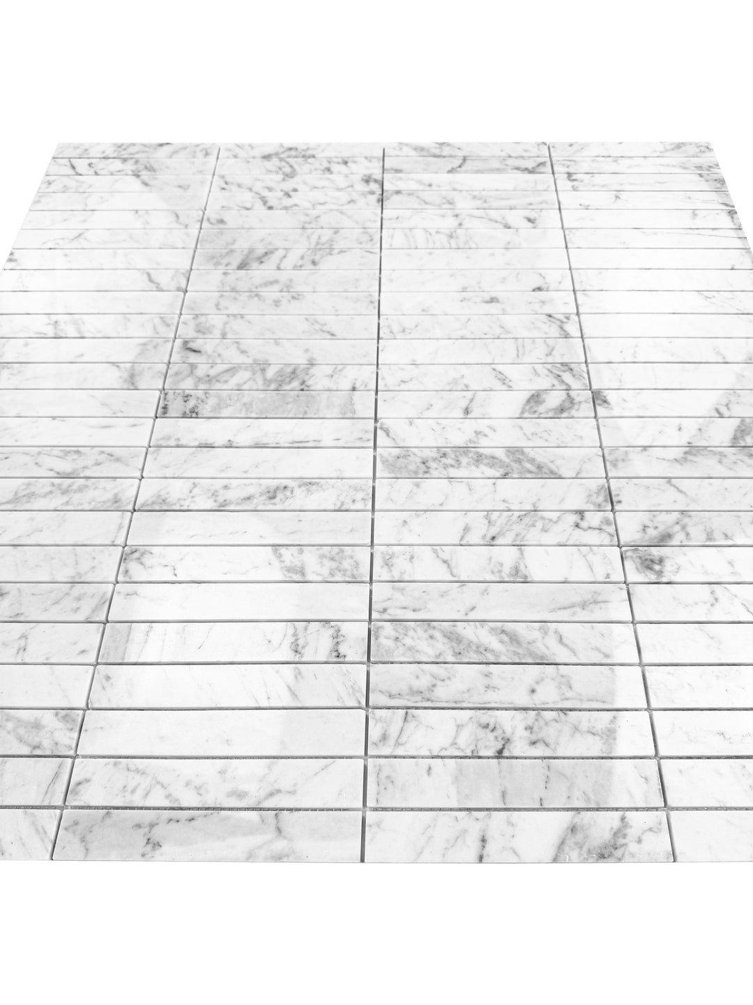 Carrara White Series Polished Rectangle Marble Mosaic Tile, grey marble finish, polished surface