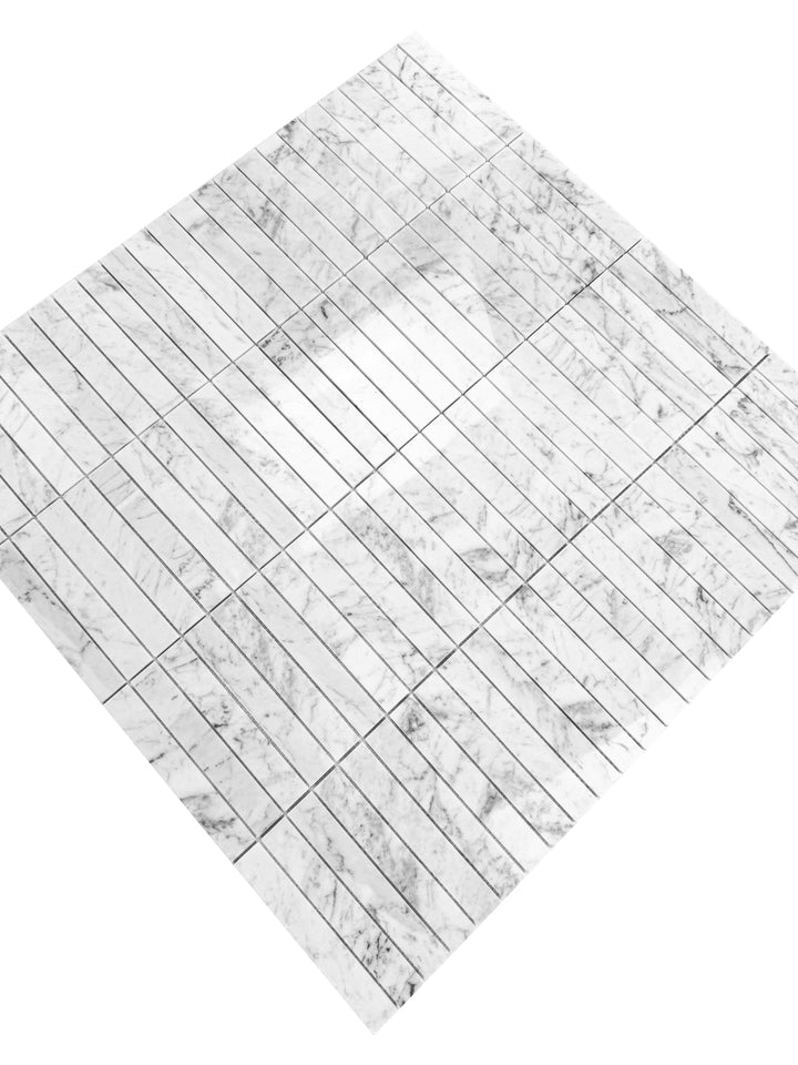 Carrara White Series Polished Rectangle Marble Mosaic Tile, grey marble finish, polished surface