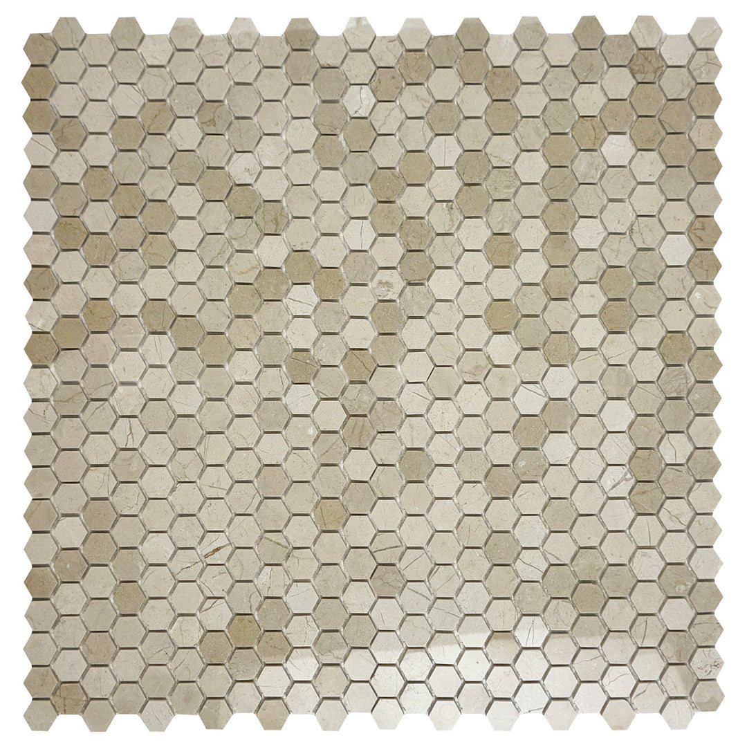 Sand Veil Cream Marfil  Polished Hexagon Marble Mosaic