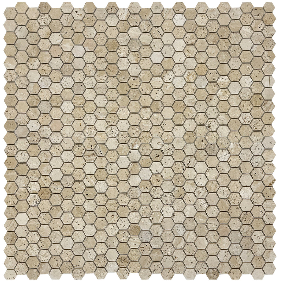 Beige Sandstone Light Beige  Honed Hexagon Travertine Marble Mosaic