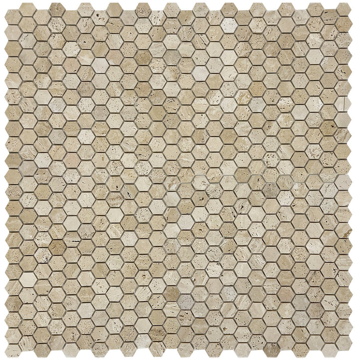 Beige Sandstone Light Beige  Honed Hexagon Travertine Marble Mosaic