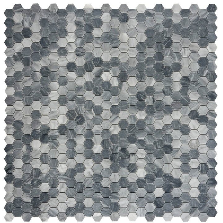Silver Veil Bardiglio Polished Hexagon Marble Mosaic