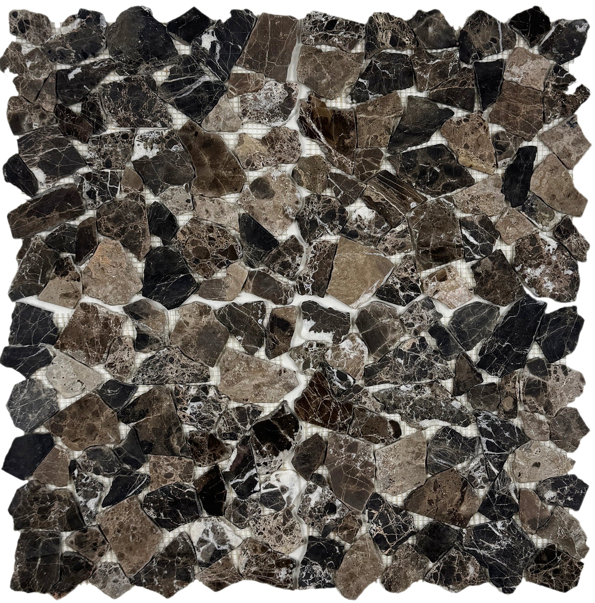 Marble Rocks Irregular Celvive Stone Dark Emperador Honed Irregular Shape Marble Mosaic ...
