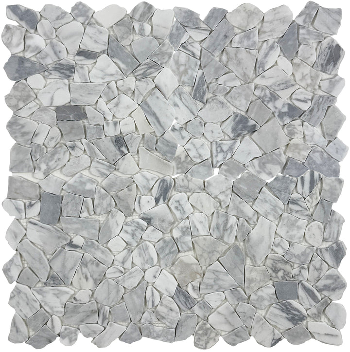 Celvive Stone Carrara White Honed Irregular Shape Marble Mosaic