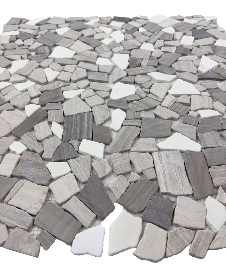 Celvive Stone Grey & Wood Vein Mix Shape Mosaic