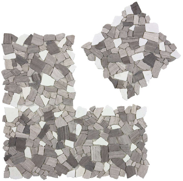 Celvive Stone Grey & Wood Vein Mix Shape Mosaic