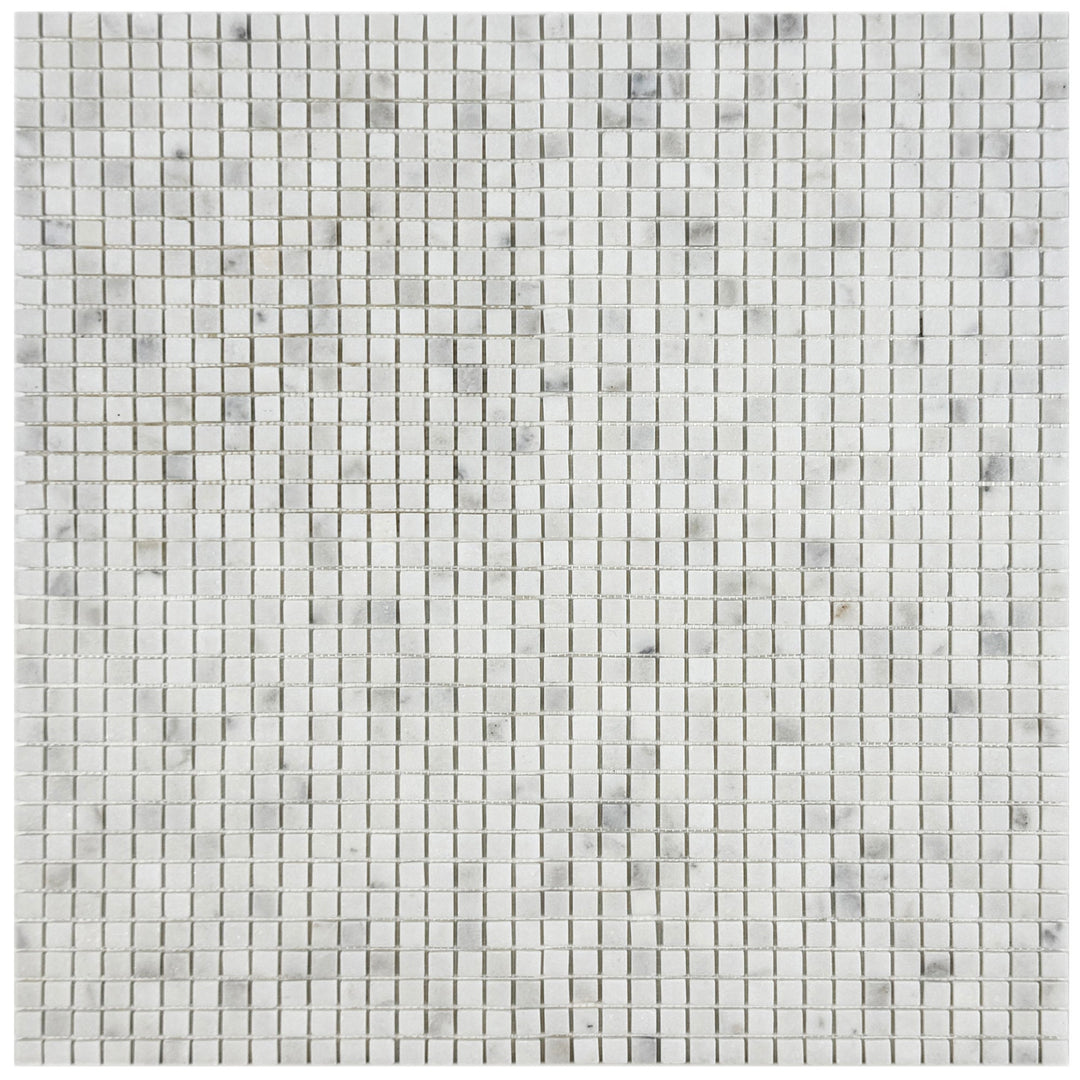 Zen Terra Kwong Sal White Honed Square Marble Mosaic