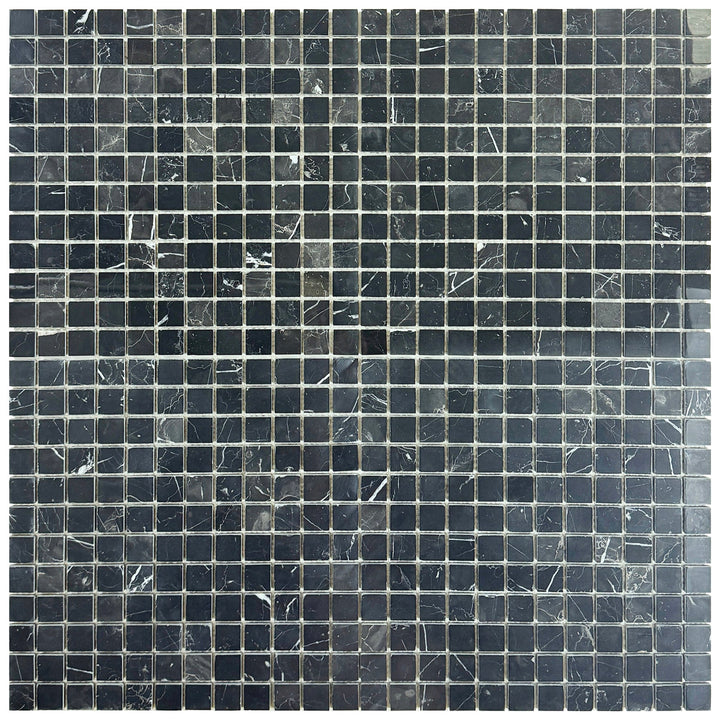Noir Crest Black Marquina Polished Square  Marble Mosaic