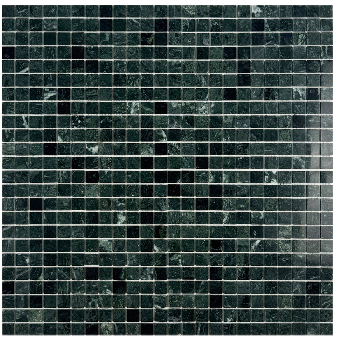 Emerald Ridge Dark Green Polished Square  Marble Mosaic