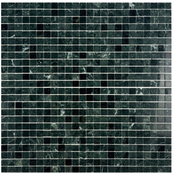 Emerald Ridge Dark Green Polished Square  Marble Mosaic