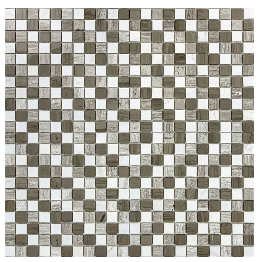 Wood Vein Mix White Polished Regular Pattern Mosaic
