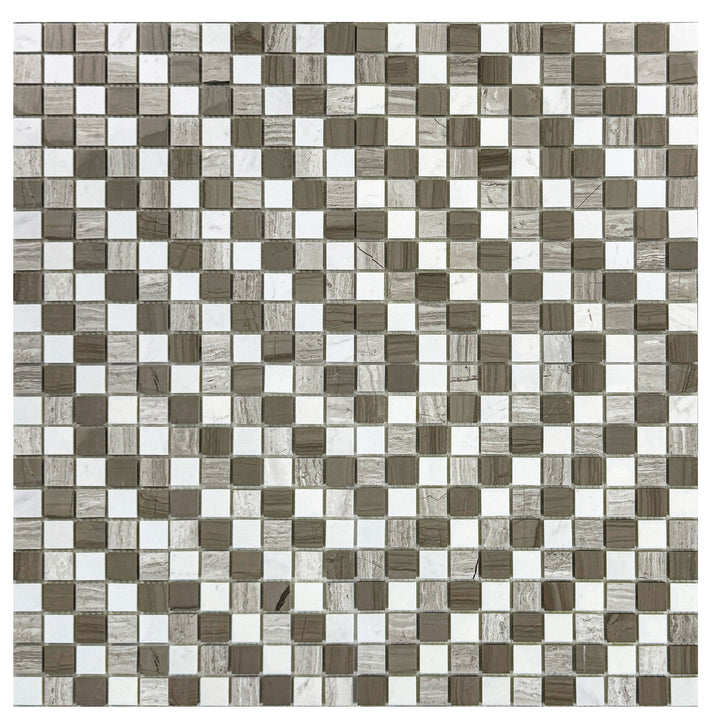 Wood Vein Mix White Polished Regular Pattern Mosaic