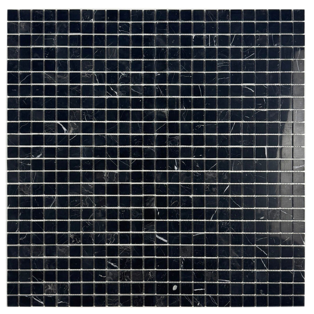 Noir Crest Black Marquina Polished Square  Marble Mosaic