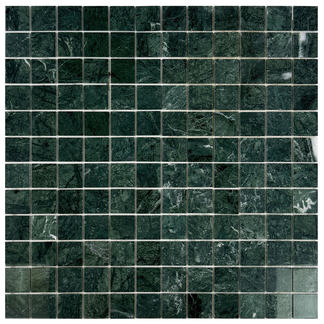 Emerald Ridge Dark Green Polished Square  Marble Mosaic