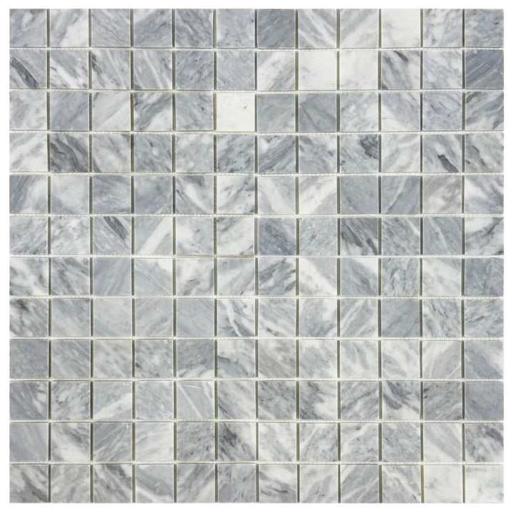 Silver Veil Bardiglio Polished Square  Marble Mosaic