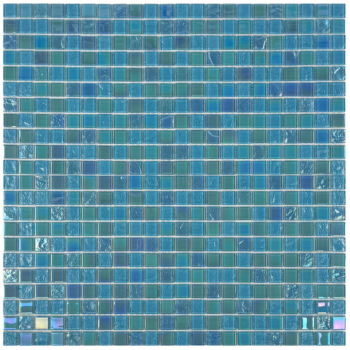 Lustre Flow Jungle Green & Moss Green Iridescent Mixed Wave Pattern Crystal Glass Mosaic