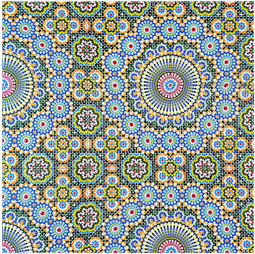 Green, Teal, Blue, Black Moroccan Style Tile