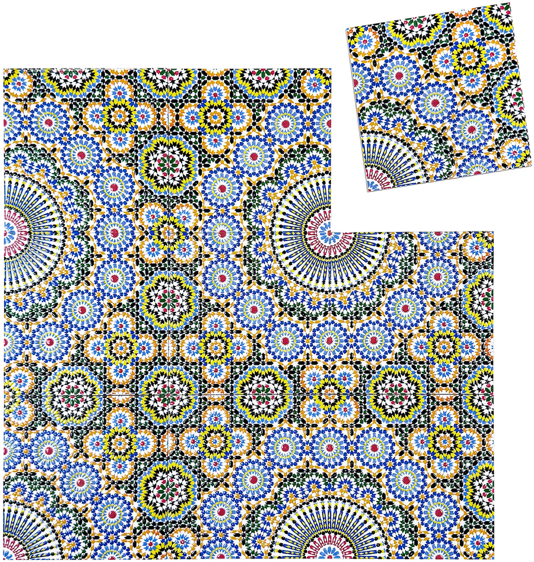 Green, Teal, Blue, Black Moroccan Style Tile
